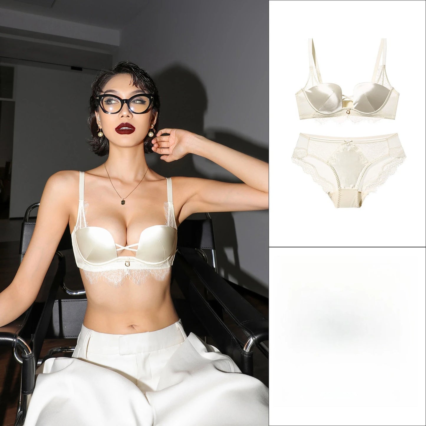 Womens Leopard Print Lace Push Up Bra and Brief Set