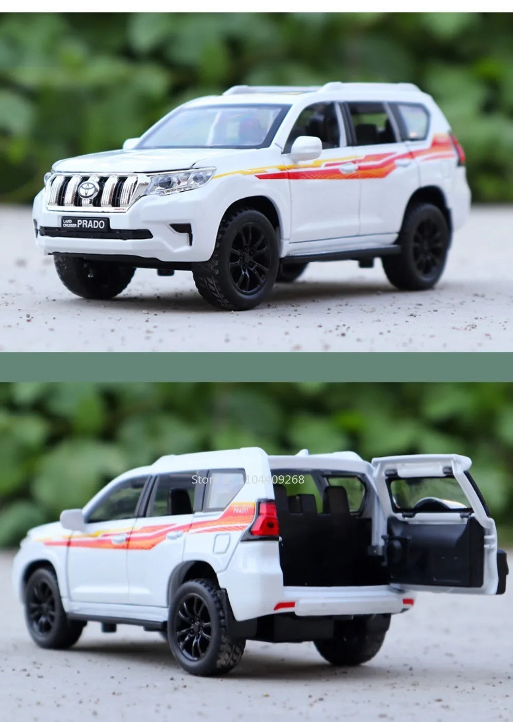 1:32 Scale Land Cruiser Prado Toy Police Car Model Metal Diecast Simulation Vehicles Pull Back Toys Collection Birthday Gifts