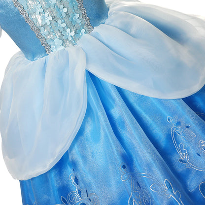 LED Light Up Girls Disney Cinderella Princess Cosplay Dress Kids Ball Gown Sequin Carnival Mesh Clothing for Birthday Christmas