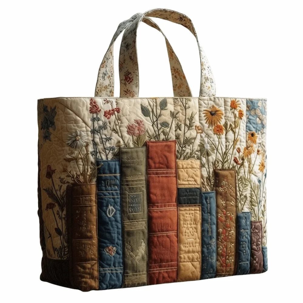 Vintage Quilted Tote Bag Large Capacity 3D Printed Canvas Shoulder Bag