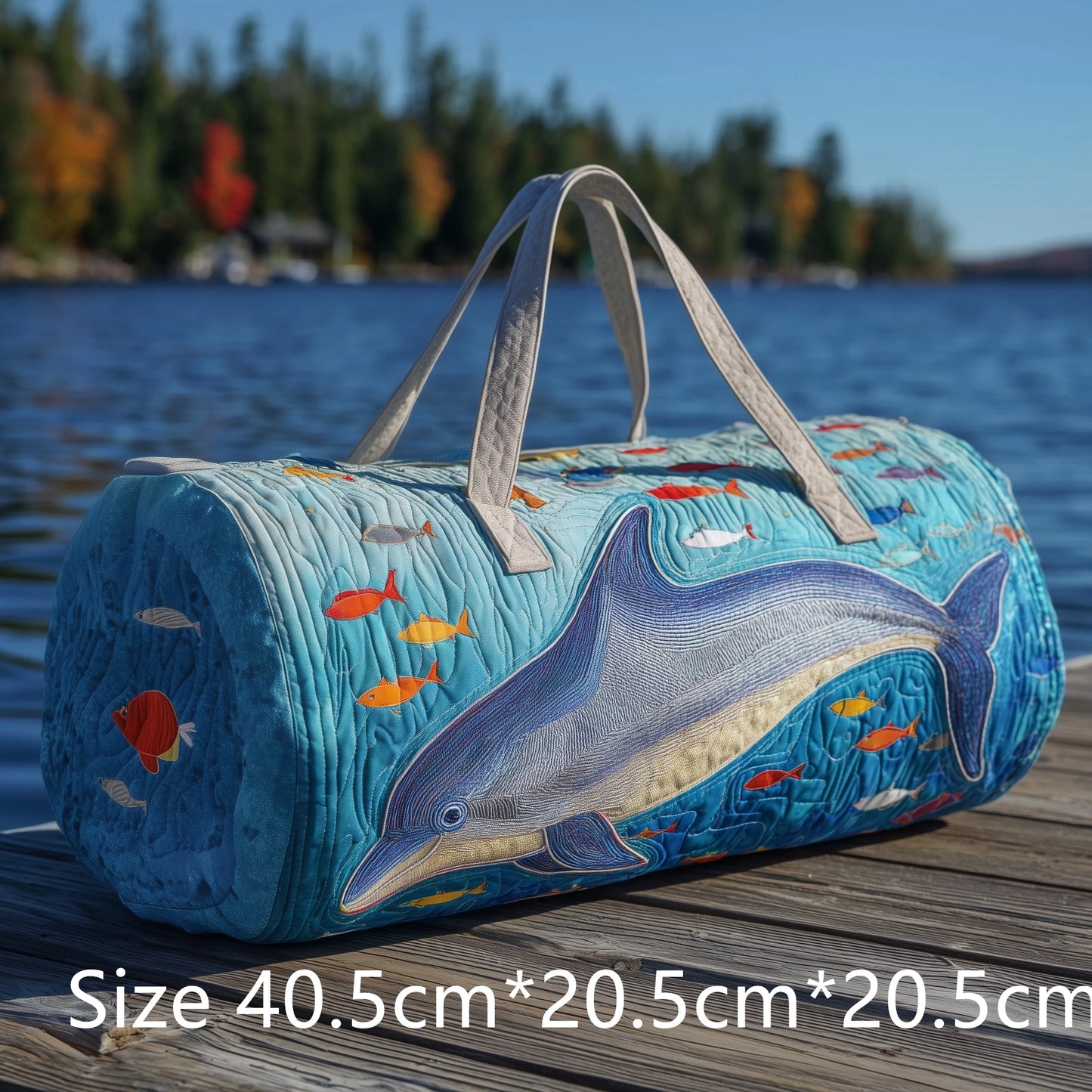 Trendy Handmade Quilted Fishing Gear Bag Bass Fish 3D Printed Duffle Bag Weekender Bag for Men Fisherman Gift Outdoor Adventures