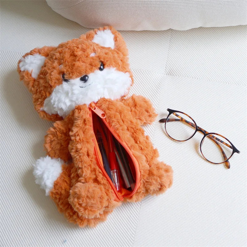 Cute Highland Cow Fox Plush Backpack Soft Shoulder Bag