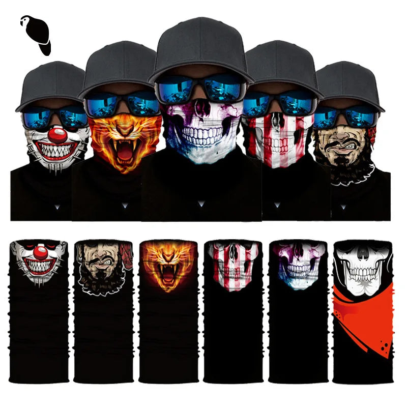 Skull Print Bandana Outdoor Cycling Mountaineering Scarf Cycling Mask Breathable Face Scarf