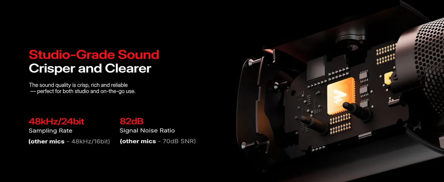 Wireless Dynamic Gaming Microphone with RGB Lighting and Noise Reduction
