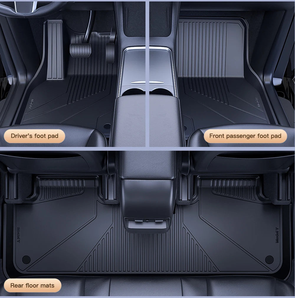 TPE Full Coverage Floor Mats for Tesla Model 3 and Model Y 2021 2024 All Weather Non Slip Protection