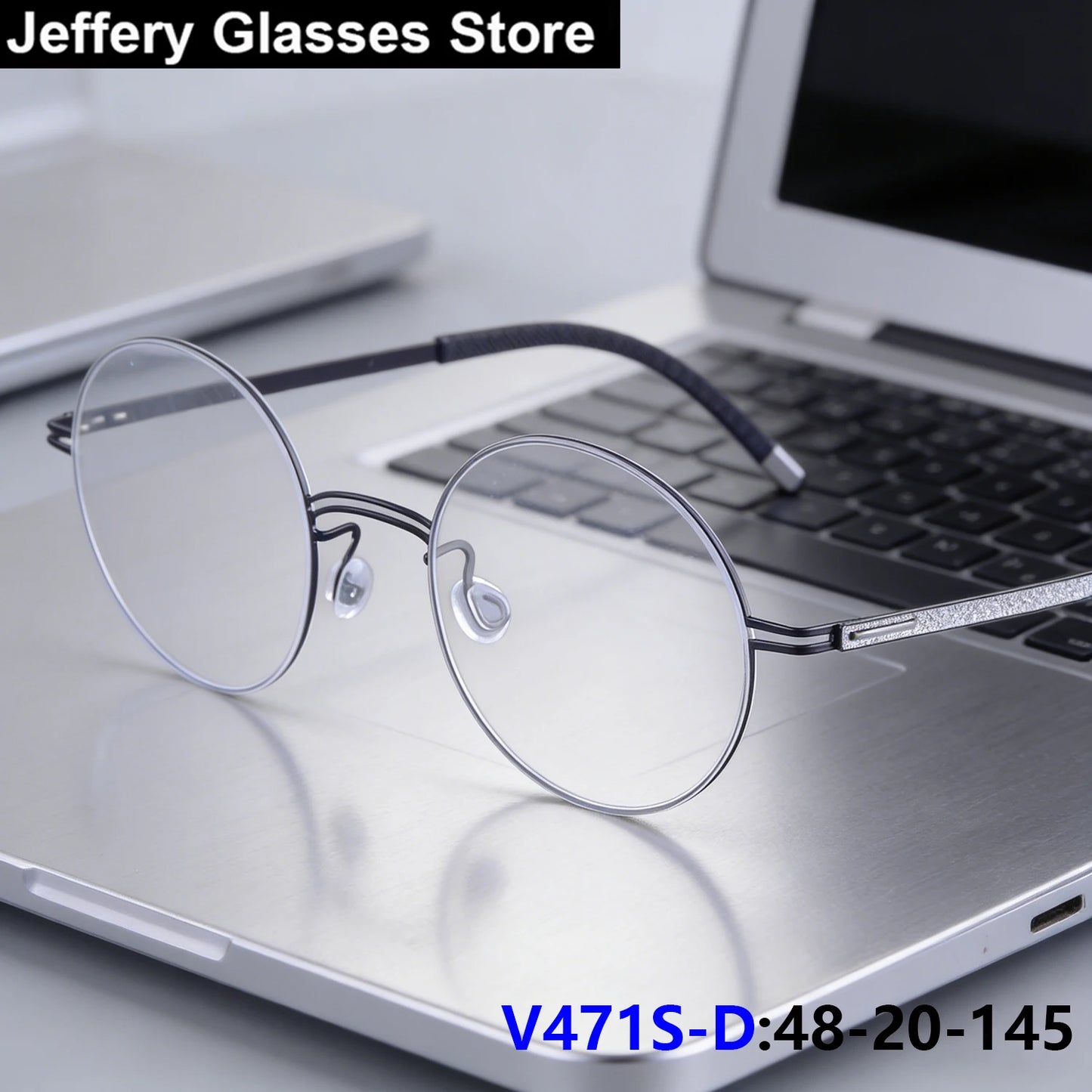 Round Screwless Pure Titanium Eyeglasses Frame