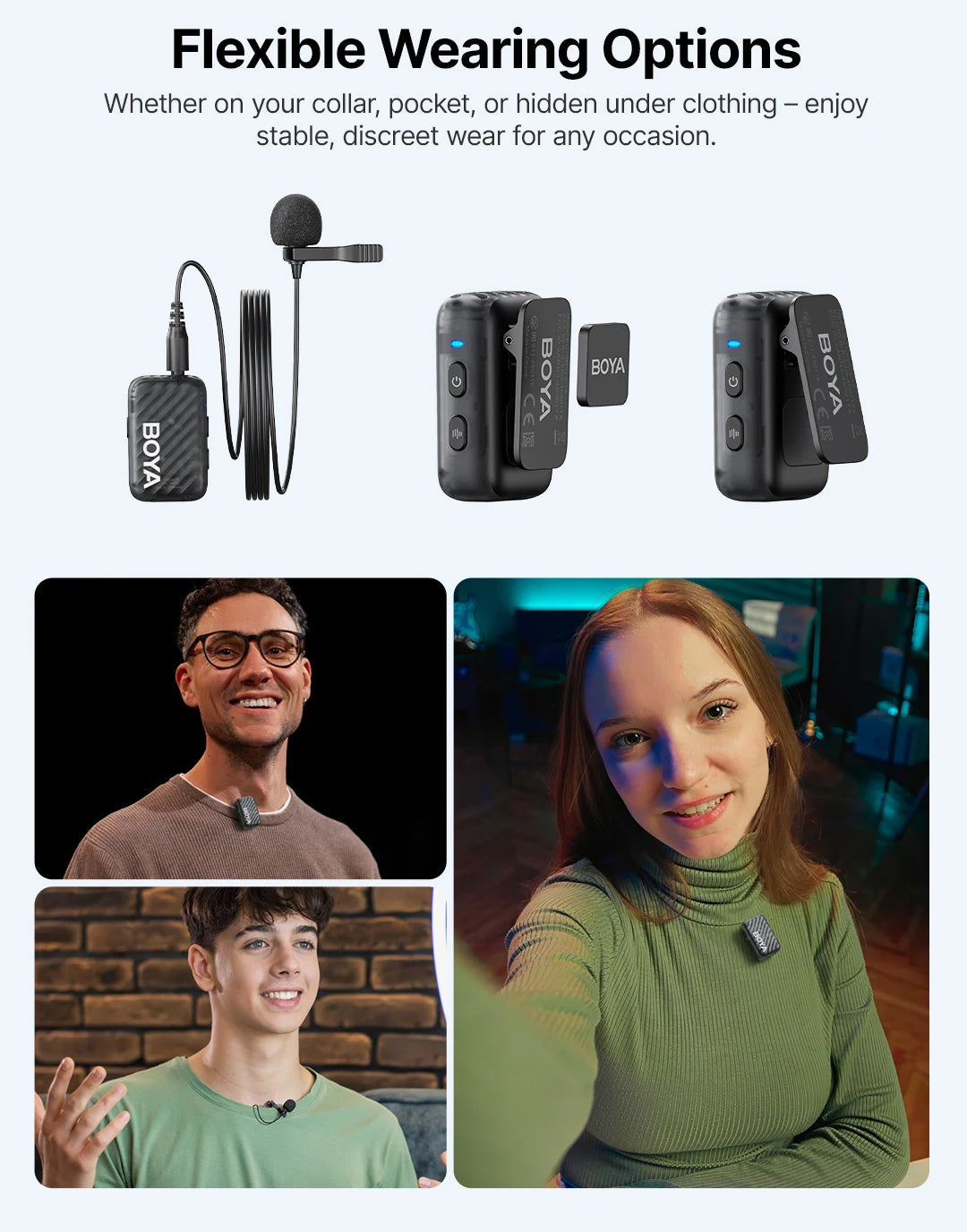 MIC 2 Wireless Lavalier Lapel Microphone for iPhone 15/16 Type-C Devices Android Camera Video Recording Vlog Streaming