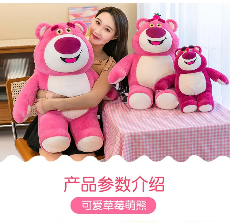 80cm Kawaii Strawberry Bear Plush Toy Bia Size Lotso Stuffed Doll Large Soft Animal Kids Birthday Gift for Girls and Children