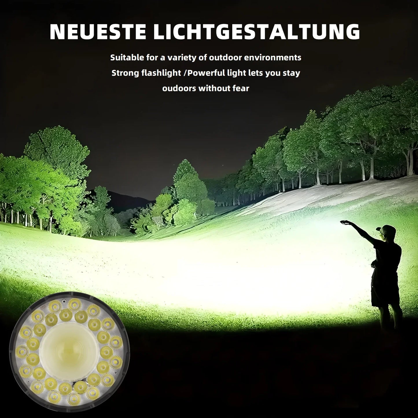 10000 Lumen 31 LED Rechargeable High Power Flashlight