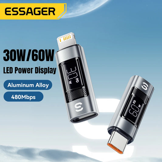 Type-C to Lightning OTG Adapter with Digital Display (PD 60W Fast Charging)