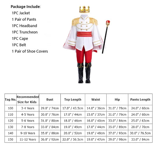 King Prince Costume Boy Cos Prince Performance Role-playing King Performance Costume