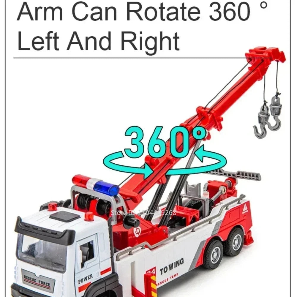 1:32 Double Hook Obstacle Clearing Car Garbage Truck Model Toy Metal Diecast Pull Back Engineering Vehicle Models Boys Gifts
