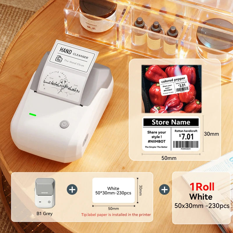 B1 Pro Thermal Label Printer 300DPI, Bluetooth Wireless Inkless Sticker Maker 20–50mm, Red & Black Label Printer for Home & Business
