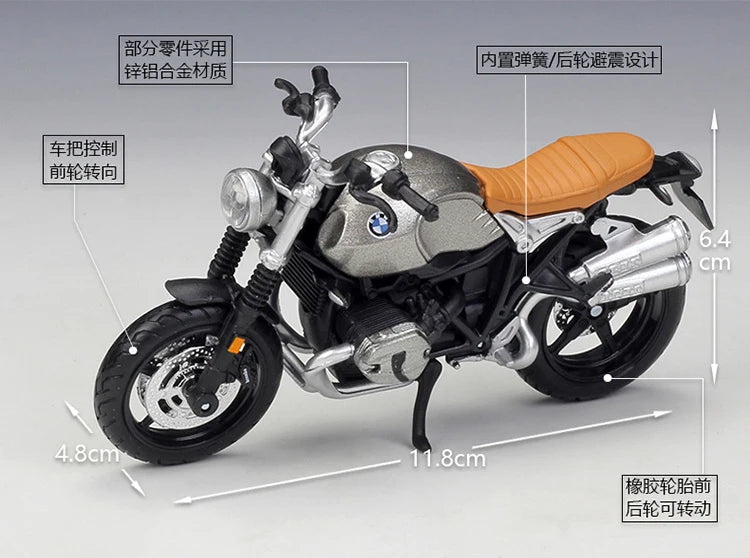 1 18 Scale BMW R Nine T Scrambler Diecast Motorcycle Model