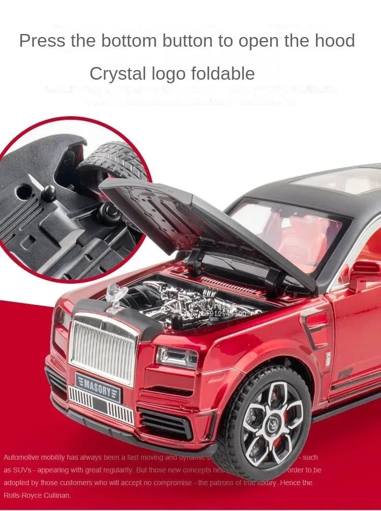 1:24 Rolls-Royce Spectre Cullinan Masory Car Model Toy Sound Light Shock Absorption Vehicle Models Desktop Ornaments Gift