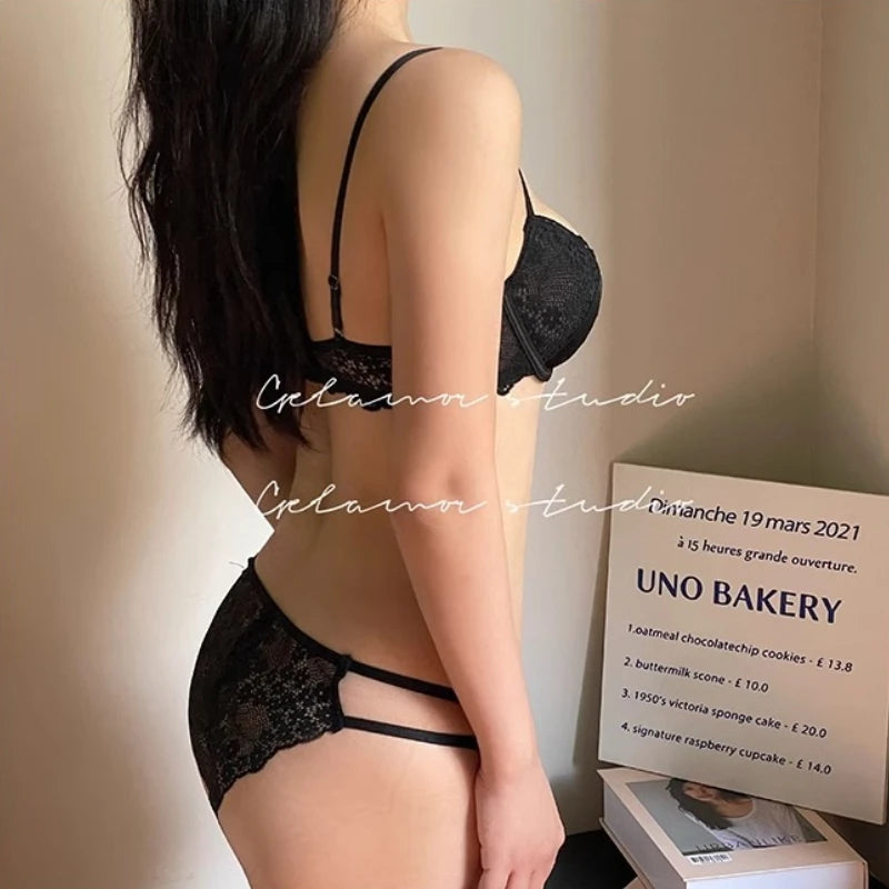 Womens Lace Half Cup Underwire Push Up Bra Set