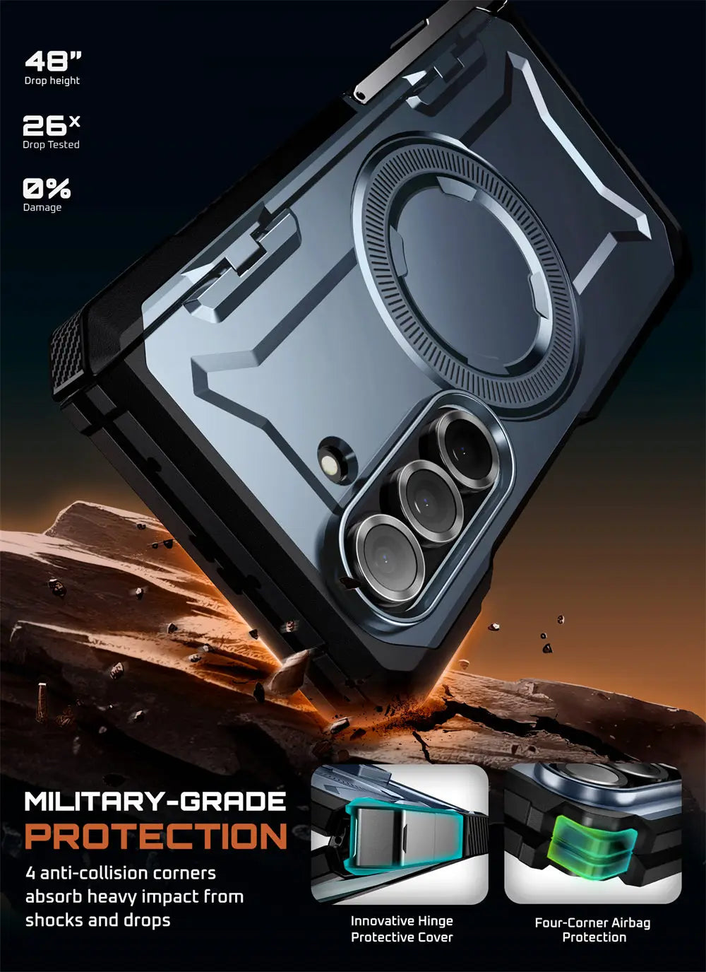 For Samsung Galaxy Z Fold 7 Case UB Grip Anti-Scratch Heavy Duty Rugged  Phone Case with Screen Protector