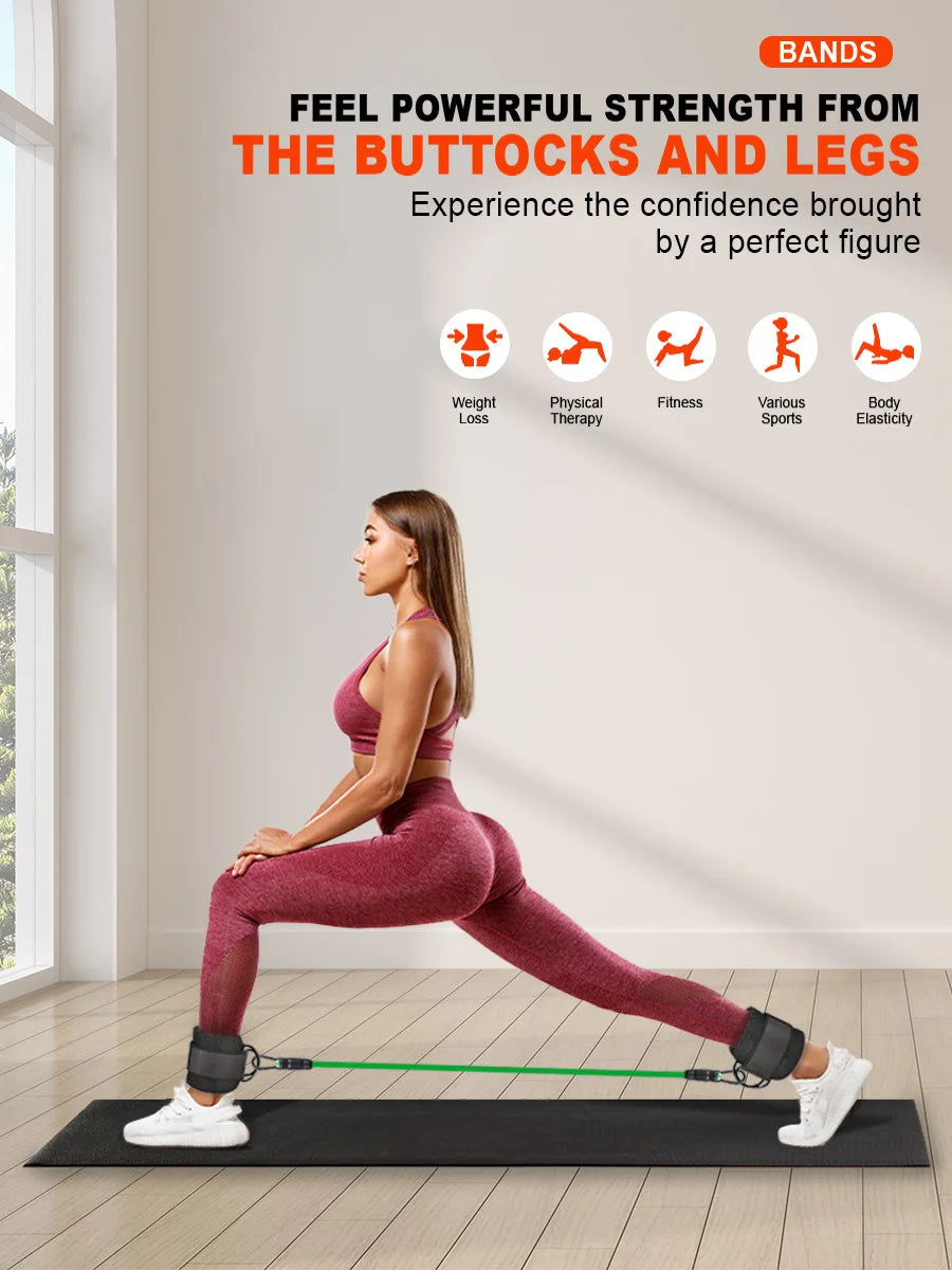 Resistance Bands, Bands for Working Out with Cuffs,Glutes Workout Equipment, Butt Exercise Equipment for Women Legs and Glutes