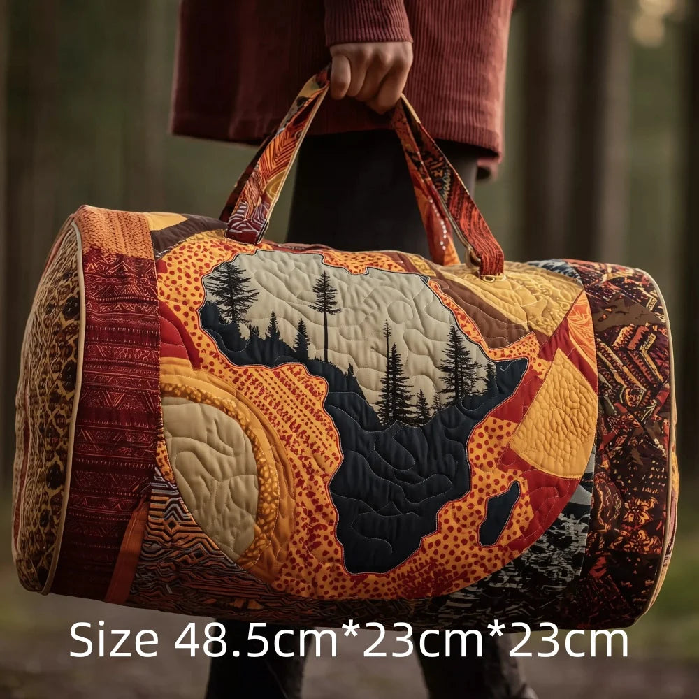 3D Quilted Africa Travel Bag for Women Boho Weekender Bag with African Women Map Print Carry on Luggage Unique Festival Bags