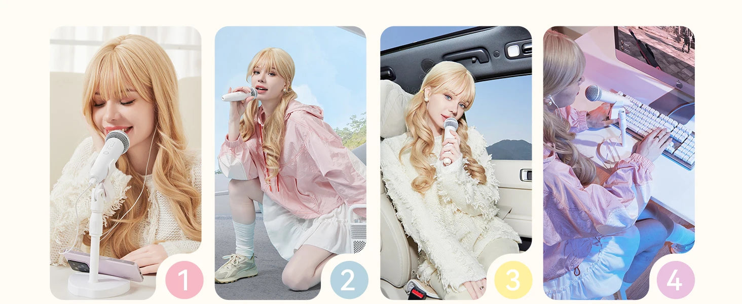 Microphone with Earphone & Mic Stand for Recording and Live Streaming, Wesing, Smule, Starmaker, YouTube, Podcasting & All Apps