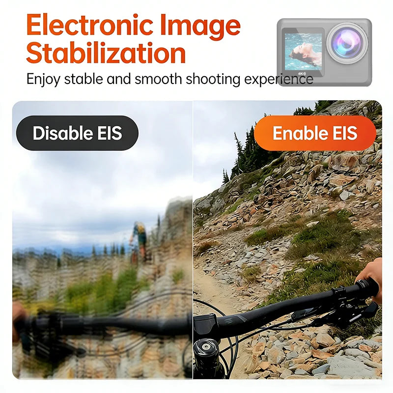 5K Magnetic Action Camera with Dual Touch Screen 4K60FPS 6-Axis EIS Waterproof Sports Camera for Cycling Vlog