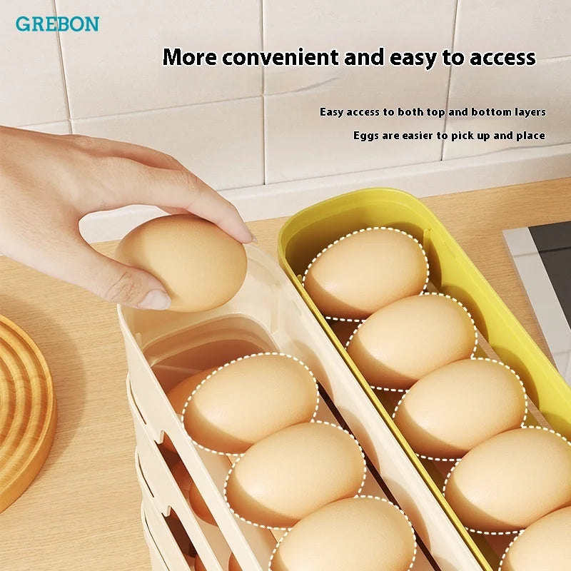 Multi-Layer Egg Storage Box – Automatic Rolling Slide Refrigerator Door Egg Holder Dispenser
