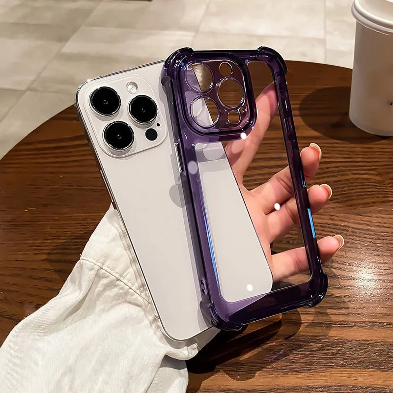 Luxury Transparent Silicone Phone Case For iPhone 17 16 15 14 Pro Max Air 16E Shockproof Soft Cover