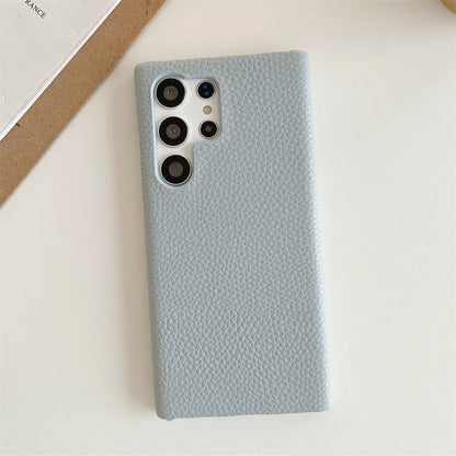 Luxury Leather Grain Case for Samsung S24 S23 Ultra S22 Plus S21 S20 Solid Color Shockproof Cover