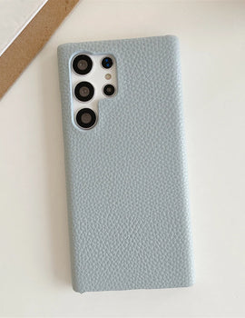 Luxury Leather Grain Case for Samsung S24 S23 Ultra S22 Plus S21 S20 Solid Color Shockproof Cover