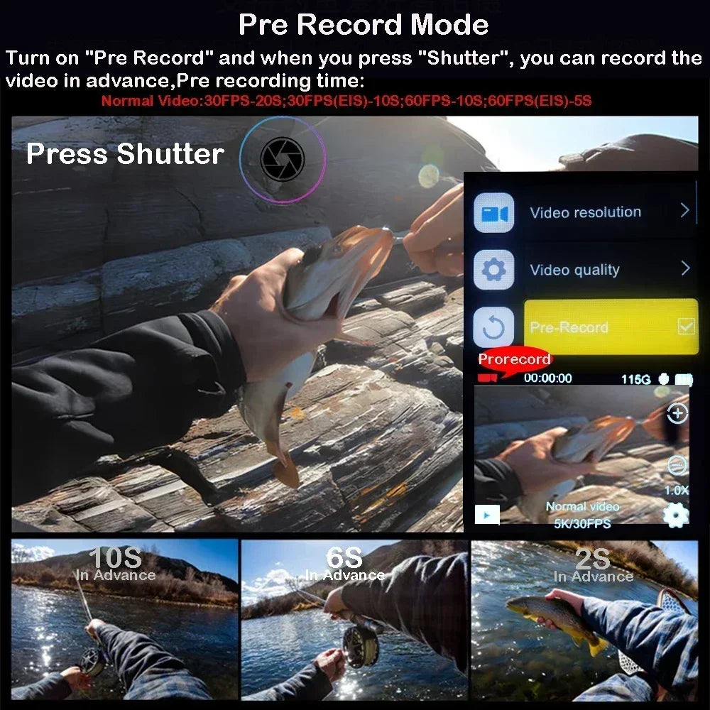 5K 4K60FPS Action Camera 50MP Dual Screen Touch Display WiFi EIS Waterproof Sports Camera with Wireless Microphone Support