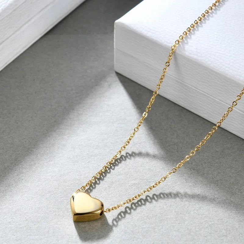 Stainless Steel Heart Necklaces For Women Korean Style Collar Pendant Men Chain Necklace 50 cm