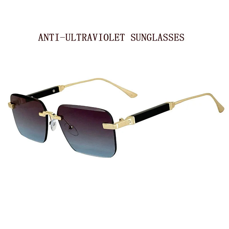 Rimless Square Sunglasses With UV400 Protection