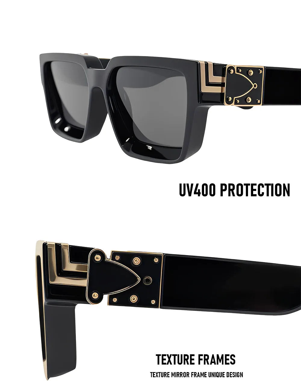 Vintage Square Thick Frame Sunglasses With UV400 Protection