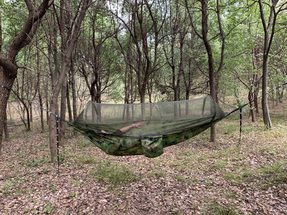 Large Camping Hammock with Mosquito Net Pop-up Parachute Lightweight Hanging Hammocks Tree Straps Swing Hammock