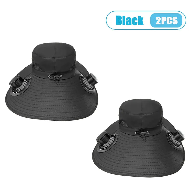 Solar Fan Sun Hat With Dual Fans And USB Charging