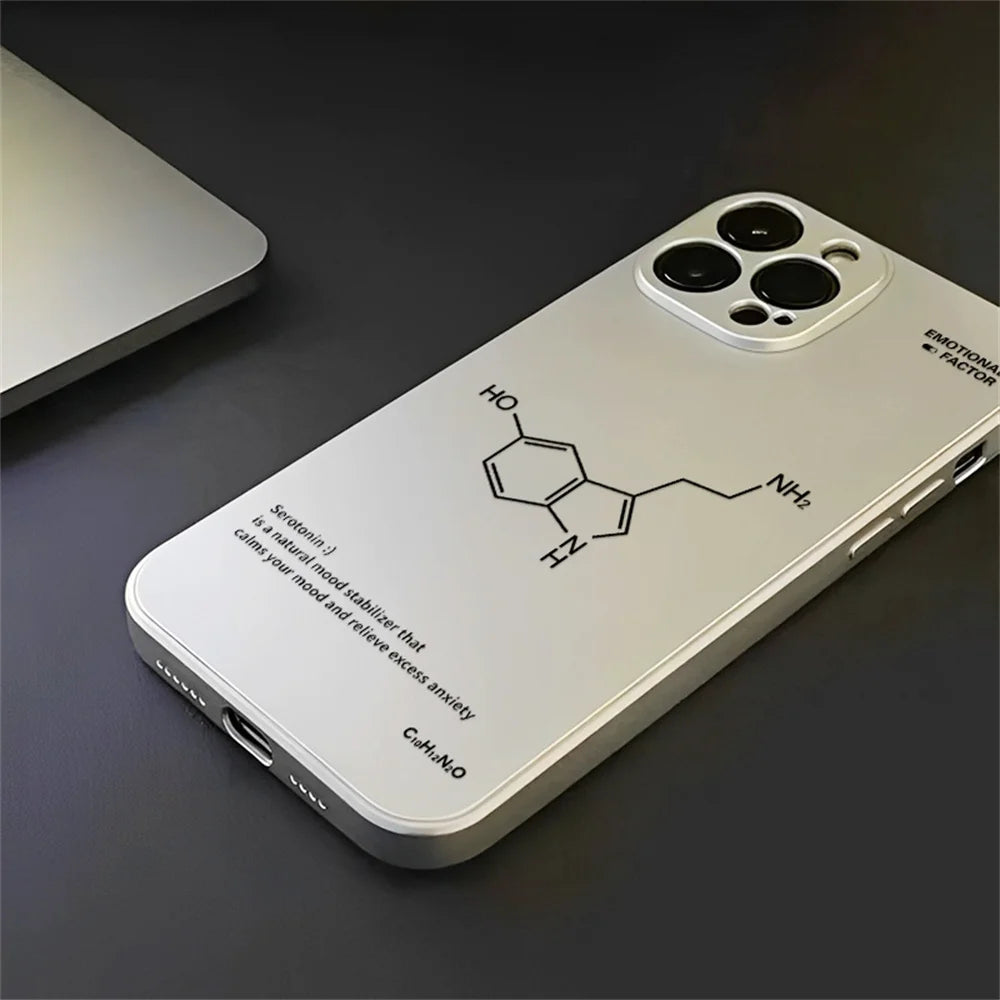 INS Dopamine Seratonin Plating Couple Phone Case For iPhone 16 15 14 13 Pro Max Plus Chemistry Soft Silicone Back Cover