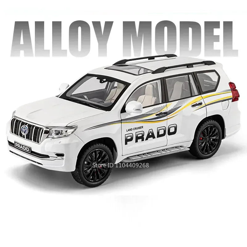 1:18 Large Size Prado SUV Model Toy Car Doors Opened Metal Diecast Shock Absorption Music Light Vehicles Models Birthday Gifts