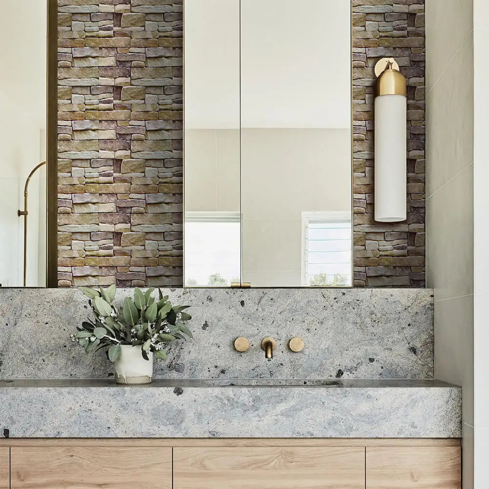 10pcs 3D Tile Sticker Self-adhesive Faux Stone Wall Panel Peel and Stick Kitchen Tile Backsplash Bathroom Wall Tile Sticker