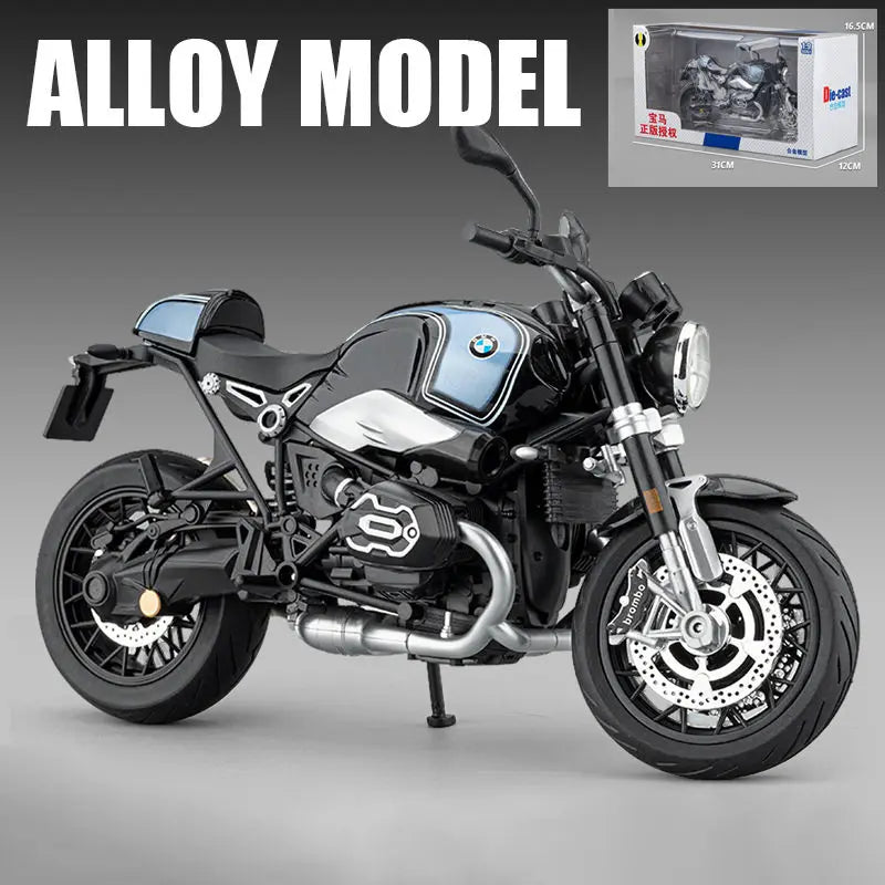 Diecast BMW R Nine T Retro Motorcycle Model 1 to 9 Scale