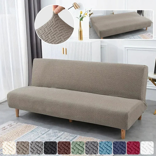 Jacquard Sofa Bed Covers High-quality Armless Sofa Cover Without Armrest for Living Room Stretch Folding Home Couch Slipcovers