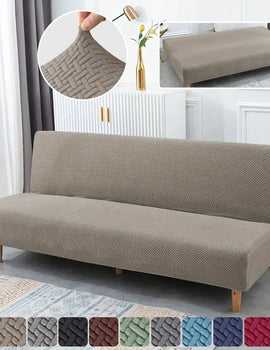 Jacquard Sofa Bed Covers High-quality Armless Sofa Cover Without Armrest for Living Room Stretch Folding Home Couch Slipcovers