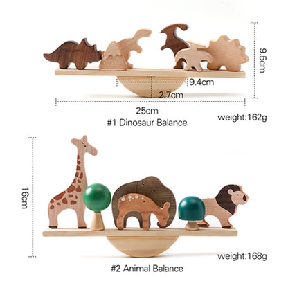 Wooden Forest Animals Balance Seesaw Toys Montessori Educational Toys Cartoon Animal Building Blocks Baby Puzzle Game Baby Gift