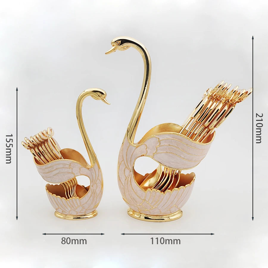 Swan-Shaped Cutlery Holder, Elegant Spoon and Fork Base, Luxury Tableware Storage, Stylish Kitchen Decor and Organizer for Home