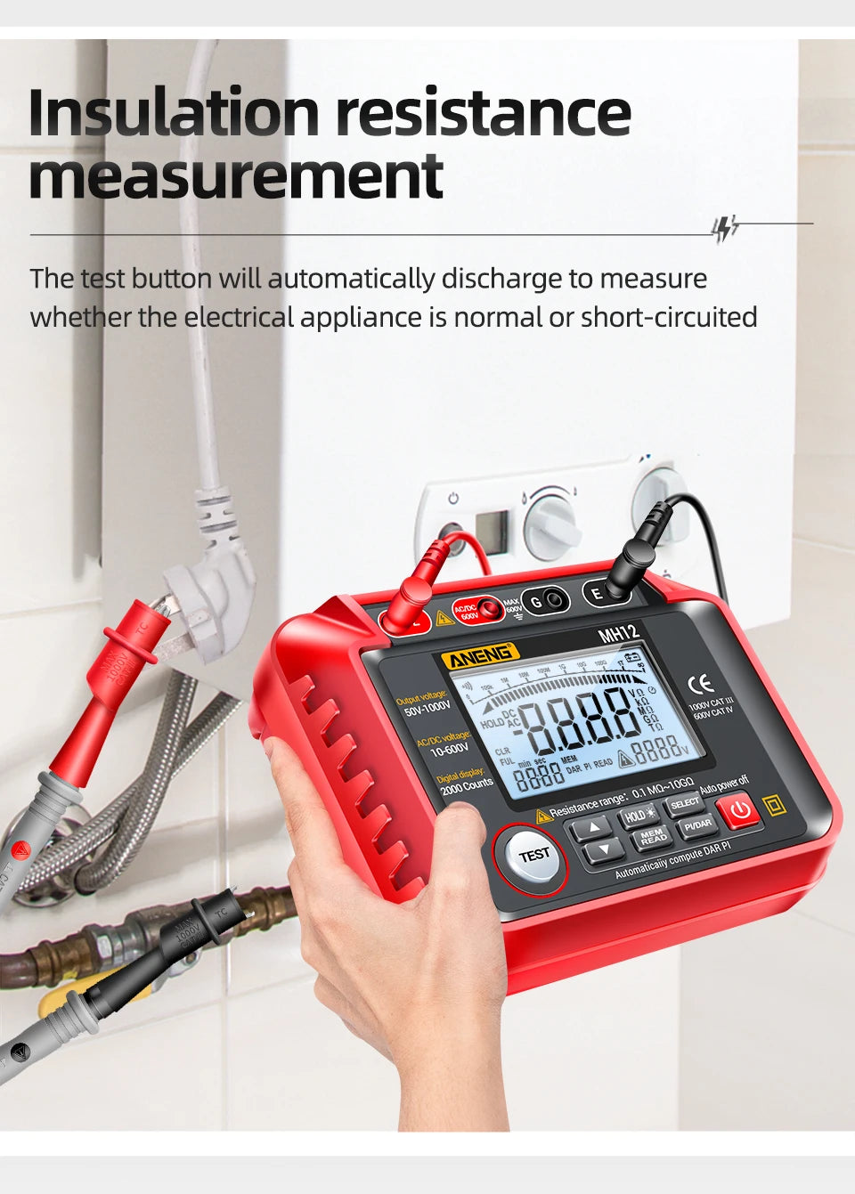 Digital Megohmmeter Meters Insulation Earth Resistance Meter Tester Cable High Voltage Voltmeter Resistor Meter Tool