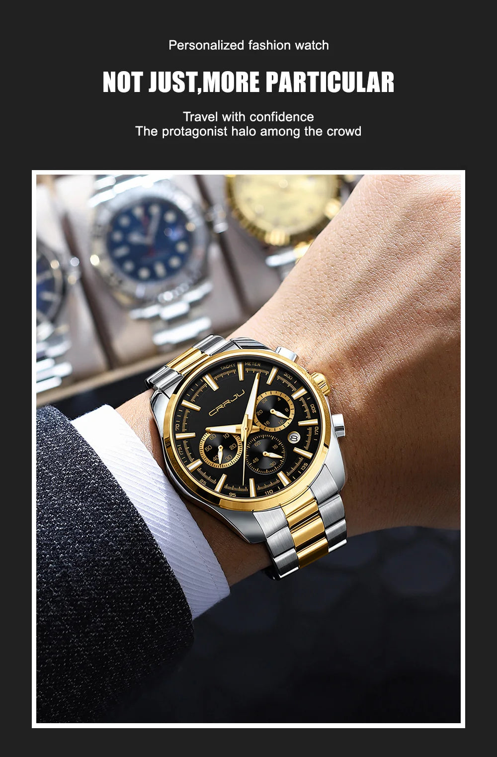 Men Watch Sports Casual Quartz Wristwatches with Chronograph Fashion Stainless Steel Auto Date Clock Male