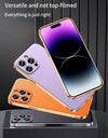 Genuine Cowhide Leather Phone Case for iPhone 16 15 14 Pro Max 14 Plus Plating Shockproof Lens Protection Back Cover