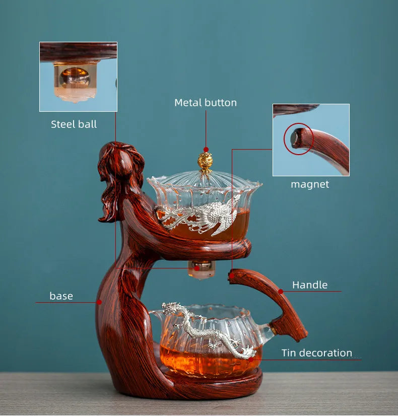 Heat-resistant Glass Teapot Holder Base Tea infusers Tea Ware Automatic Tea Set Tea Making  Kungfu Teapot Teacup