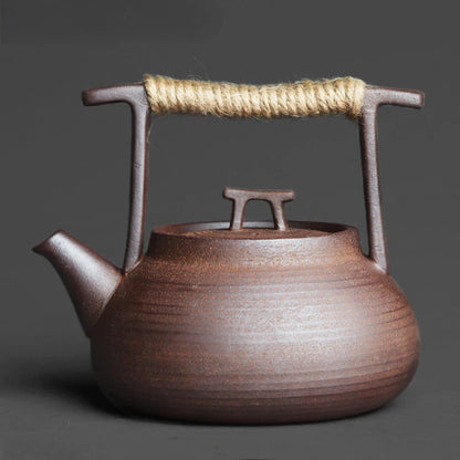 350ml Japanese Style Teapot Handmade Retro Coarse Pottery Stoneware Kungfu Tea Ceremony Portable Tea Maker Ceramic Teapot Teaset