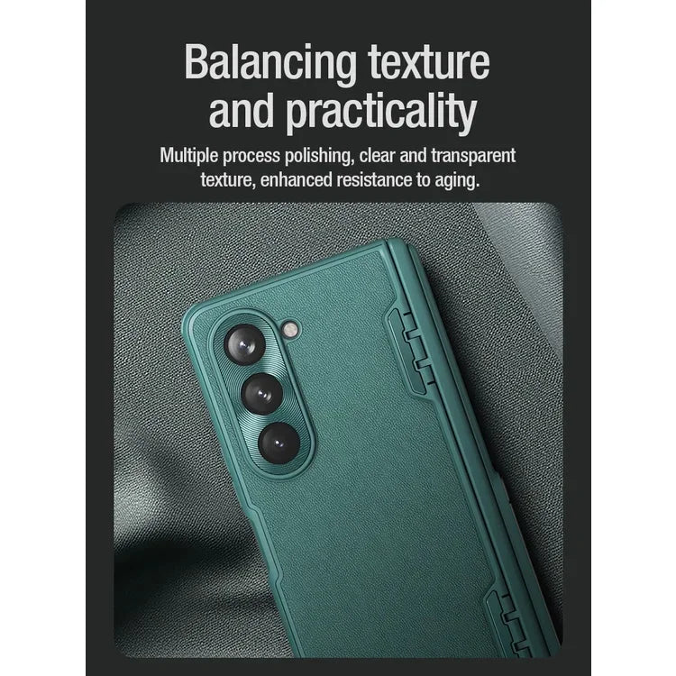 Luxury Cam Shield Fold Leather Case For Samsung Galaxy Z Fold 5 5G Alloy Slider Shockproof Back Cover（Bracket version）