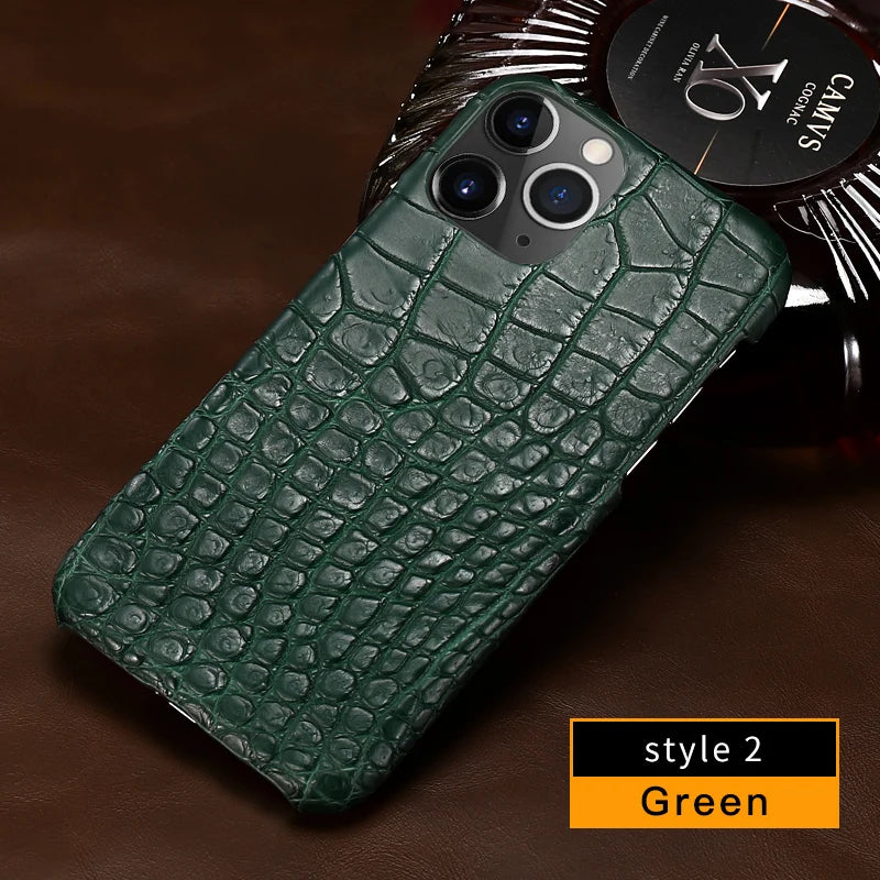 Crocodile Real Leather Cases for iPhone 16 15 Pro Max 14 pro max Genuine Leather Fundas Back Bover